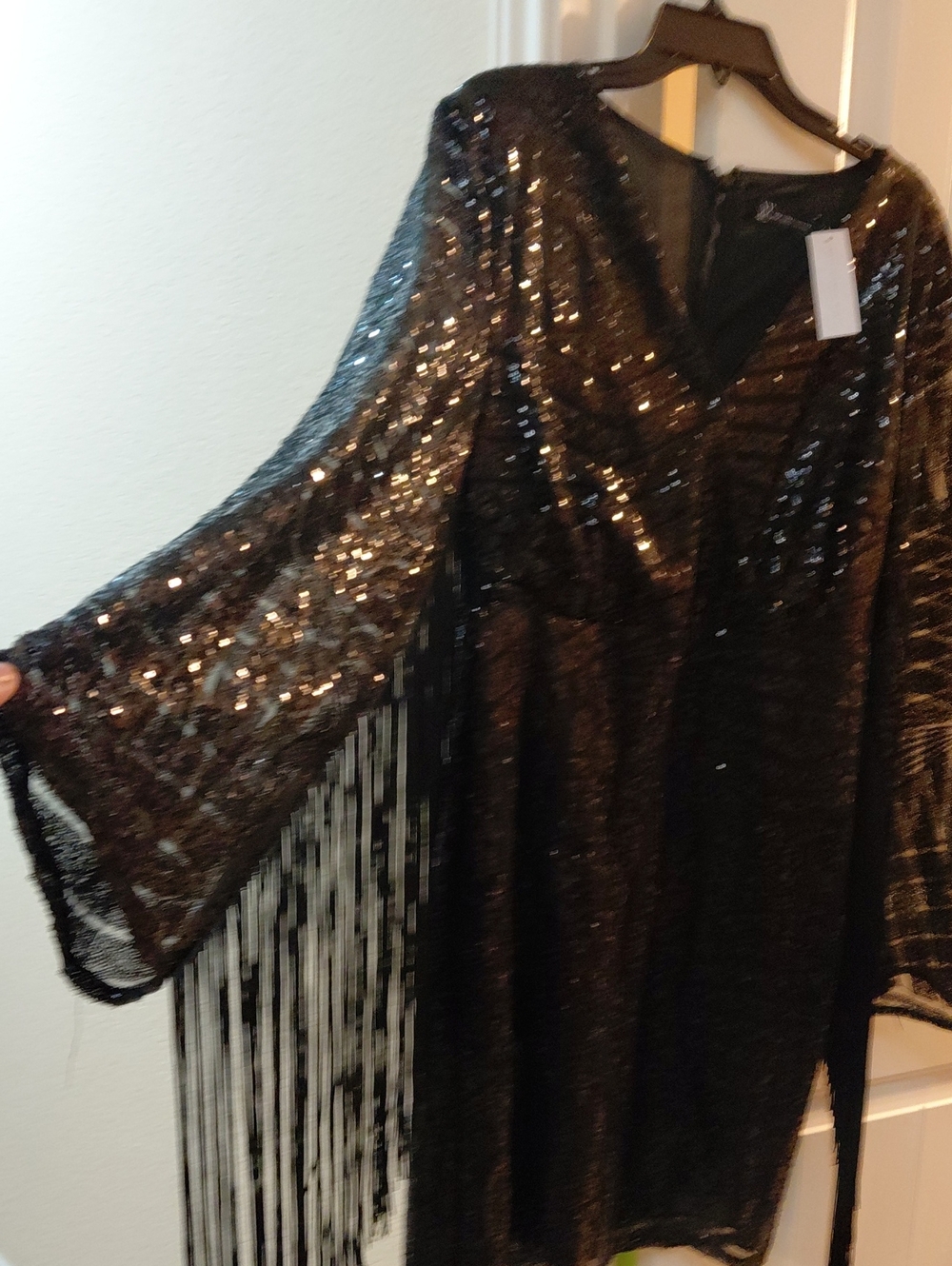 Elegant Black Sequin Fringe Dress